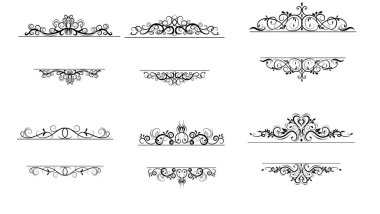 Vintage vektör girdap çerçeve kümesi