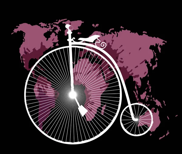 Concept de voyage avec vélo rétro — Image vectorielle