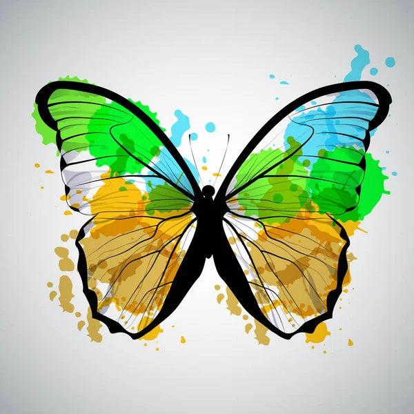 Arte dibujado símbolo de mariposa de colores en el vector — Vector de stock