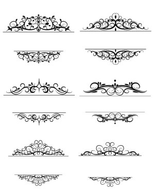 Vintage vektör girdap çerçeve kümesi