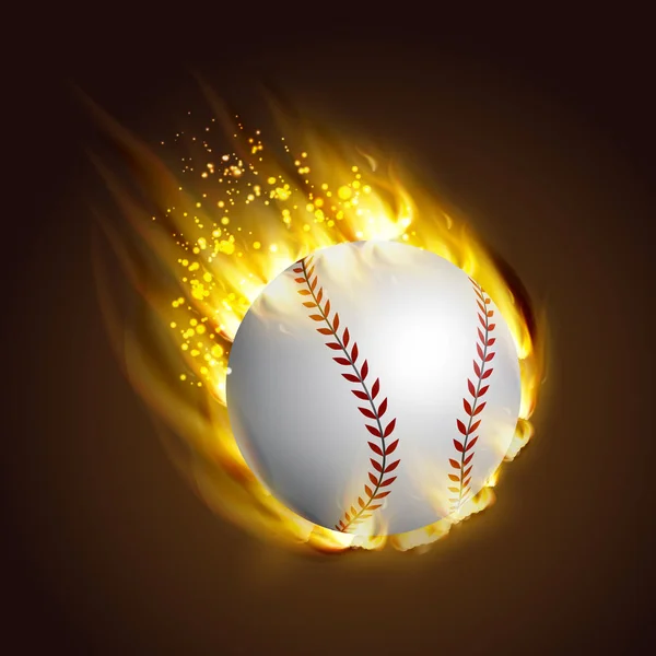 Dirty baseball speeding through the air on fire — Stock Vector