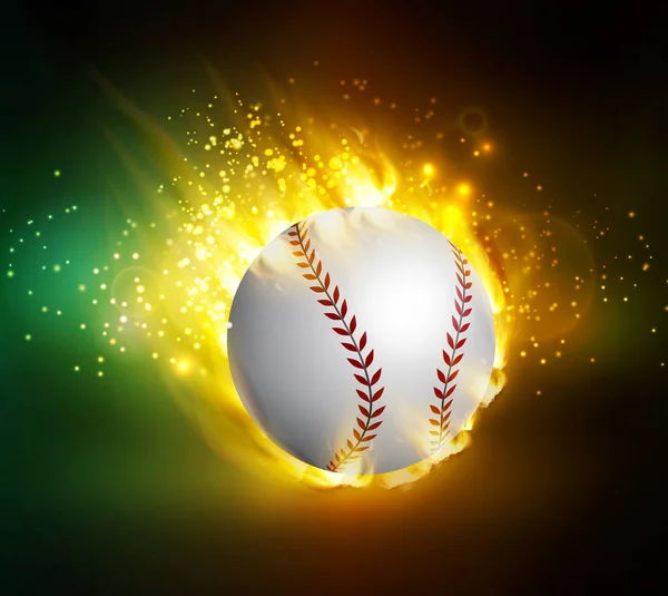 Beisebol sujo acelerando pelo ar em chamas —  Vetores de Stock