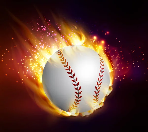 Beisebol sujo acelerando pelo ar em chamas —  Vetores de Stock
