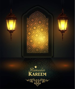 Ramazan asılı parlak fenerler poster