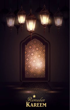 Ramazan asılı parlak fenerler poster