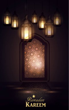 Ramazan asılı parlak fenerler poster