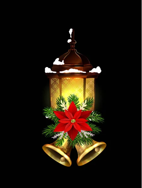 Decorazione natalizia con lampione — Vettoriale Stock