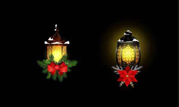 Vánoční dekorace s pouličním světlem cpllection — Stockový vektor