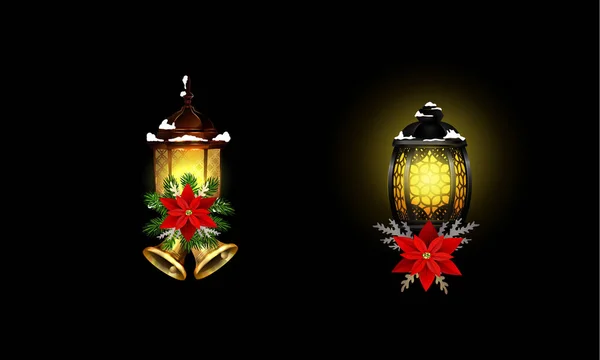 Vánoční dekorace s pouličním světlem cpllection — Stockový vektor
