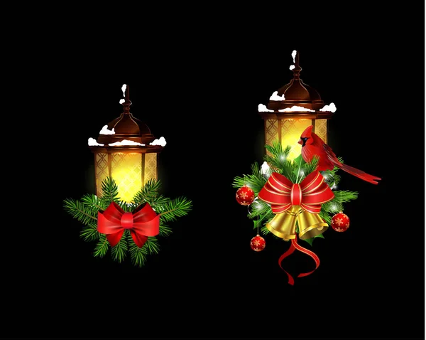 Decoração de Natal com cpllection luz de rua — Vetor de Stock