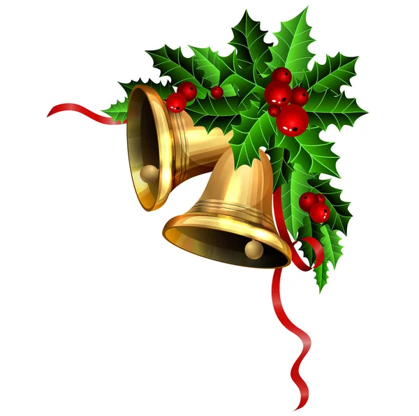 Illustrazione vettoriale di due campane di Natale — Vettoriale Stock