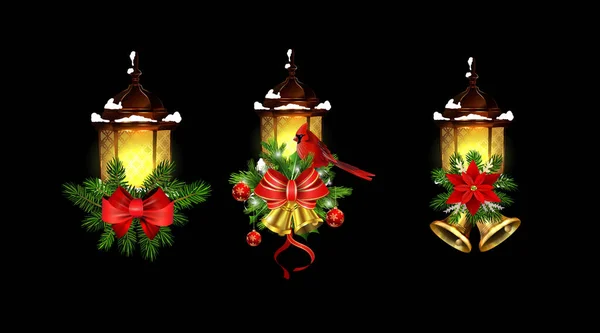 Decoração de Natal com cpllection luz de rua — Vetor de Stock