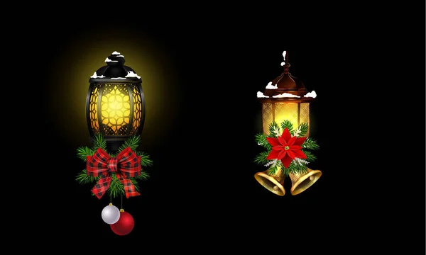 街道灯饰圣诞装饰 — 图库矢量图片
