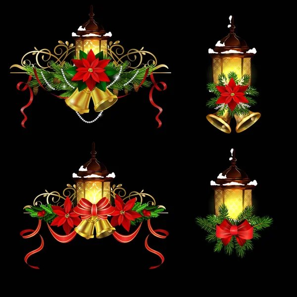 Рождественские украшения с уличным освещением — стоковый вектор