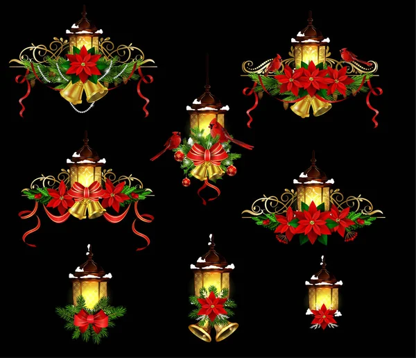 Decoración de Navidad con luz de calle cpllection — Vector de stock