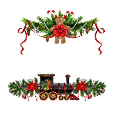 Noel süslemeleri köknar ağacı ve süslemeleri