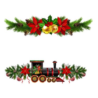 Noel süslemeleri köknar ağacının altın çanları ile