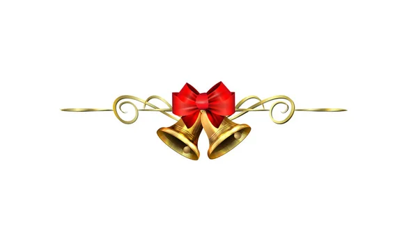 圣诞树上挂着金银铃的圣诞装饰 — 图库矢量图片