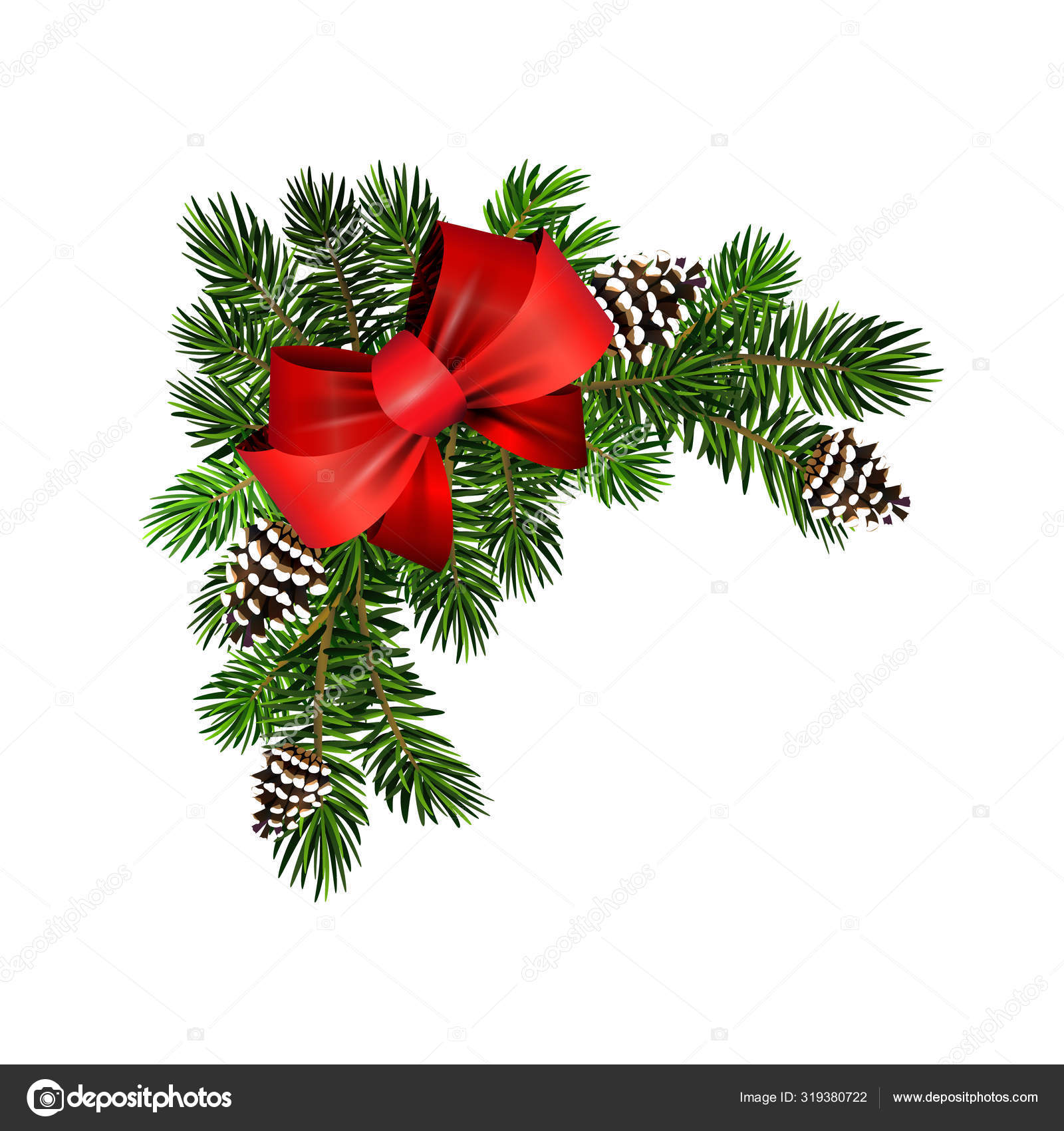 Christmas corner decoration with Christmas holly garland, red. Vector.  Stock Vector Image by ©bastinda18 #319380722