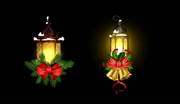 Decoração de Natal com cpllection luz de rua — Vetor de Stock