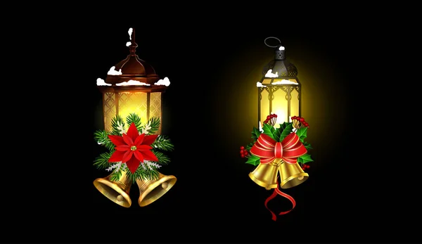 Décoration de Noël avec cpllection réverbère — Image vectorielle