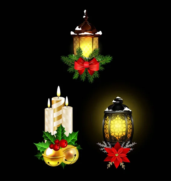 Decoración de Navidad con luz de calle cpllection — Vector de stock