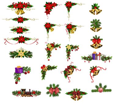 Noel süslemeleri köknar ağacının altın çanları ile