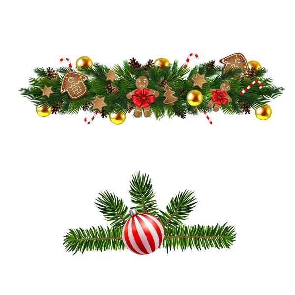 Vektor vánoční jedle dekorace, samostatný — Stockový vektor