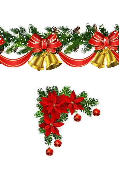 Vector Navidad Border colección de decoración — Vector de stock