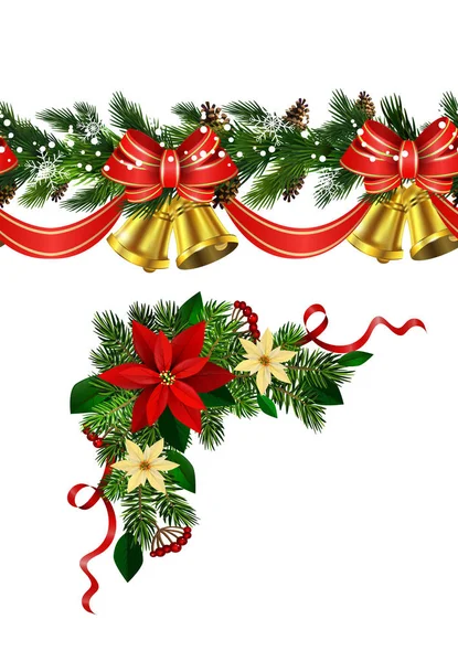 Collezione di decorazioni natalizie Vector Border — Vettoriale Stock