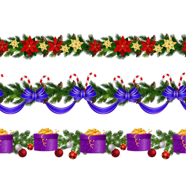 Vector Christmas Border collection isolates — Stock Vector