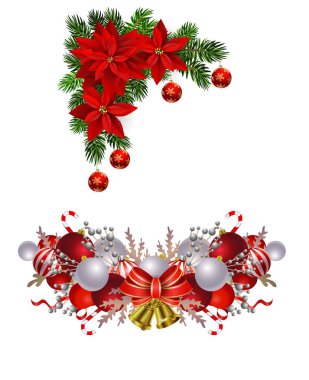 Noel süslemeleri köknar ağacının altın çanları ile