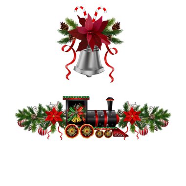 Noel süslemeleri köknar ağacının altın çanları ile