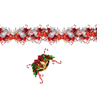 Köknar ağacı ve süslemelerle süslenmiş Noel süslemeleri