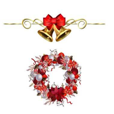 Köknar ağacı koleksiyonu olan Noel süslemeleri izole