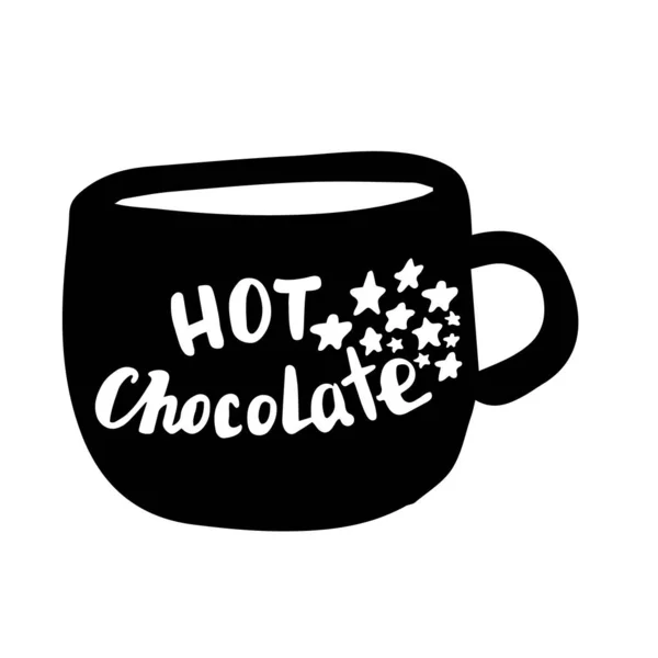 Das kalligrafische Zitat heiße Schokolade mit Bechervektor — Stockvektor