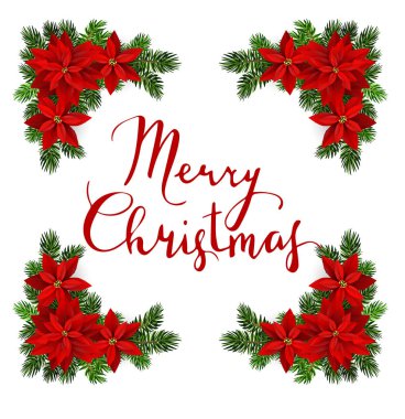 Vektör. Noel süslemesi: Evergreen çerçeve izole