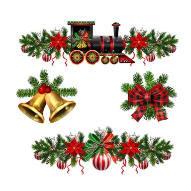 Noel süslemeleri köknar ağacının altın çanları ile