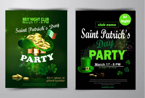 St. Patricks Day poster set Vector illustration — ストックベクタ