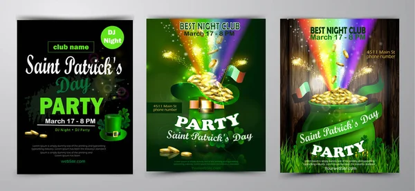 St. Patricks Day poster set Vector illustration — ストックベクタ