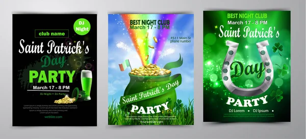 St. Patricks Day plakat zestaw Ilustracja wektora — Wektor stockowy