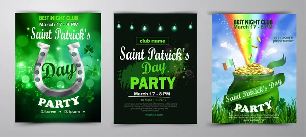 St. Patricks Day poster set Vector illustration — ストックベクタ