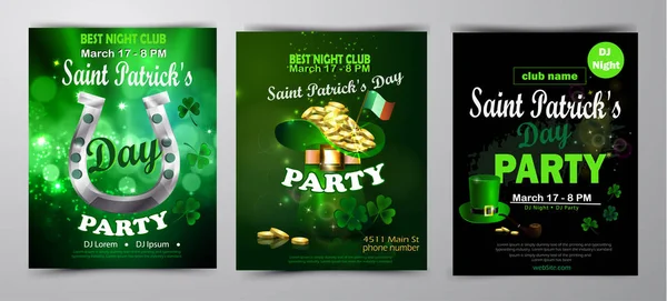 St. Patrick s Day poster set Vector illustration — ストックベクタ