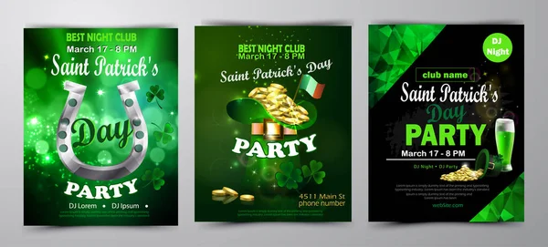 Set d'affiches St. Patrick s Day Illustration vectorielle — Image vectorielle