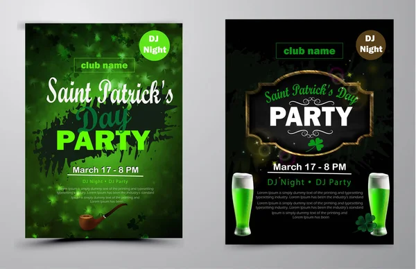 St. Patrick s Day poster set Vector illustration — ストックベクタ