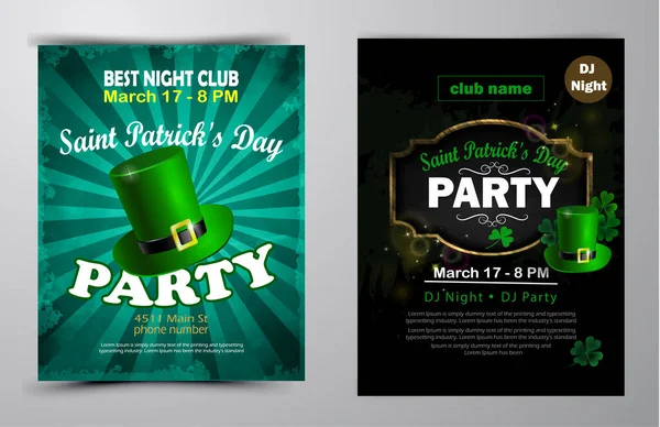 St. Patrick s Day poster set Vector illustration — ストックベクタ