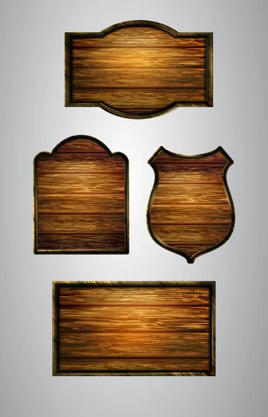 A fából készült táblák vektorreális illusztrációja — Stock Vector