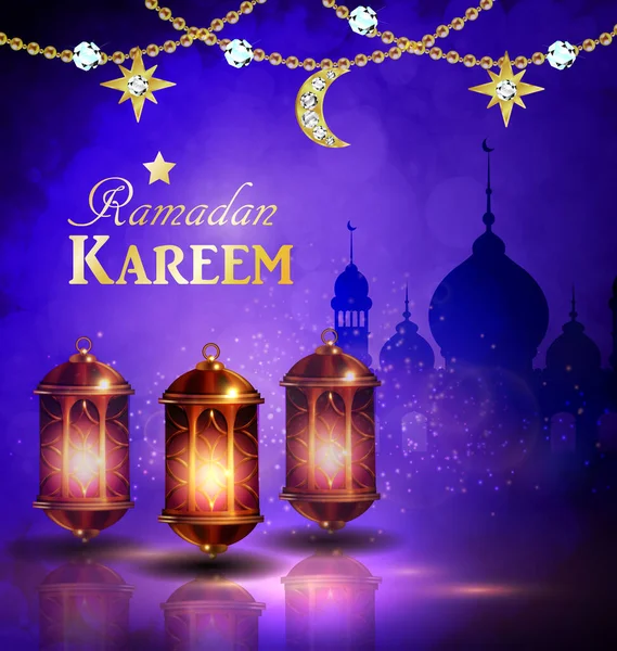 Ramadan Kareem begroeting op wazige achtergrond — Stockvector
