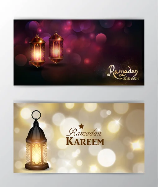 Ramadan Kareem üdvözlő homályos háttér kártyák — Stock Vector