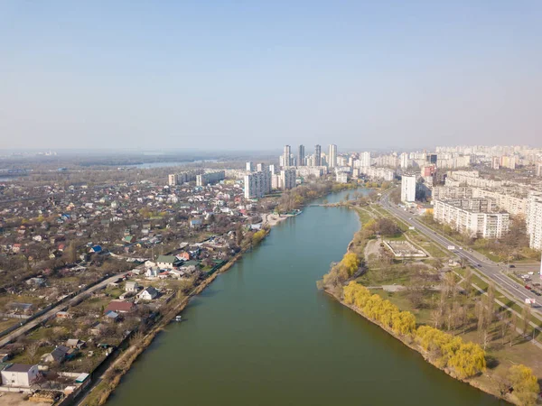 Lakes Residential Area Kiev Aerial Drone View — Stock Photo, Image